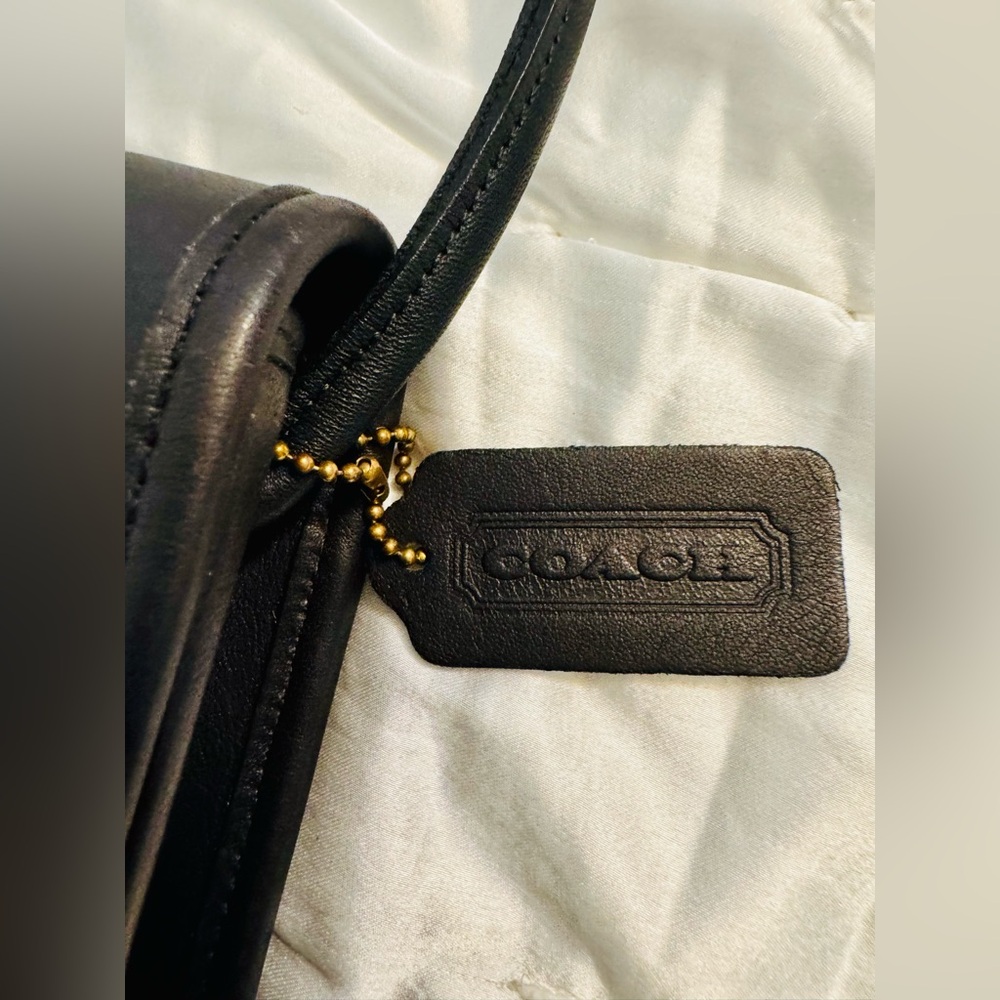 Coach Black Leather Crossbody Bag with Gold Accents - Picture 11 of 13